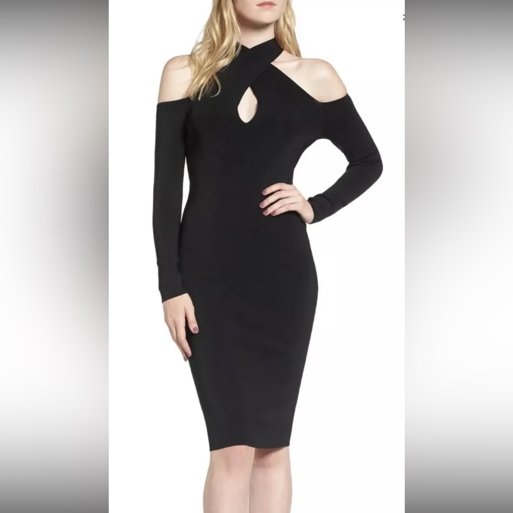 NWT Trouvé Black Halter Keyhole Sweater Dress